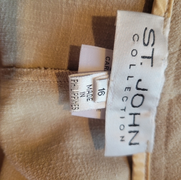 ST JOHN  COLLECTION  SZ16 TAN WIDE LEG SLACKS WITH FRONT POCKETS - Picture 9 of 13